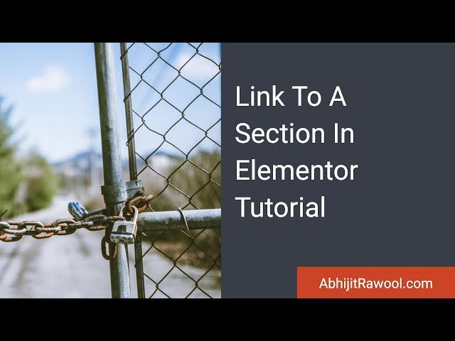 Link To A Section In Elementor Tutorial