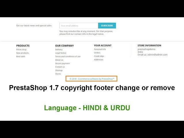 PrestaShop 1.7 footer copyright  change or remove