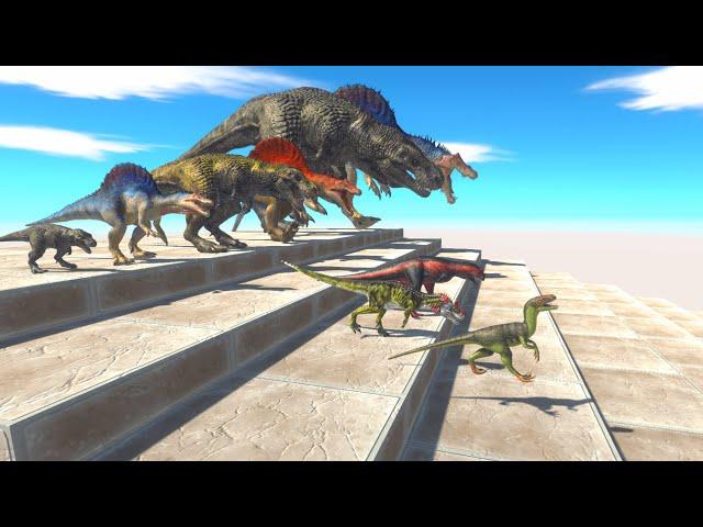 Different Size Carnivorous Dinosaurs Stair Race -Animal Revolt Battle Simulator