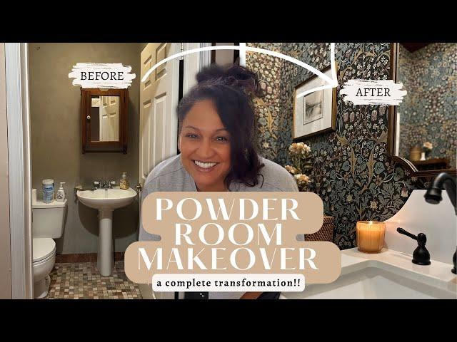 EXTREME Powder Room Transformation | DIY Wallpaper Install Tips