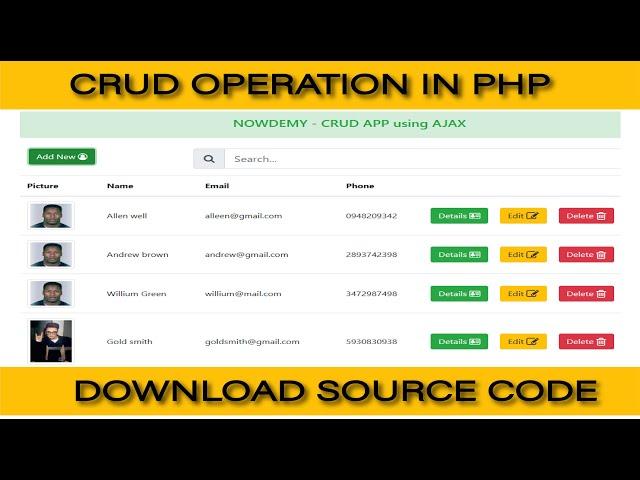 CRUD Operation in PHP mySQL |Create,read,update, delete in Php mysql| PHP CRUD Operation source code