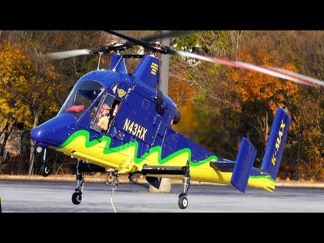 K-MAX Intermeshing Rotors Helicopter:Startup,Takeoff, and up-close landing