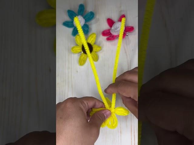 Easy way to make flower hair clips using pipe cleaner #easycrafts #shorts #pinaycrafter