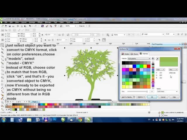 How to convert object from RGB to CMYK in Corel Draw