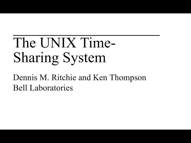 Read a paper: The UNIX Time-Sharing System