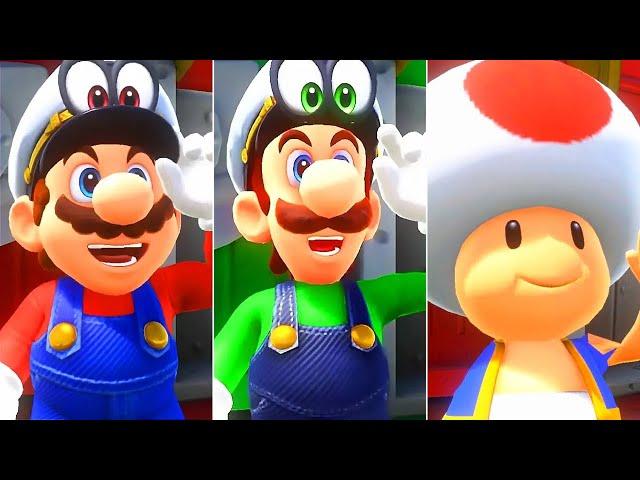 Super Mario Odyssey - Mario vs Luigi vs Toad (Splitscreen Race) - Full Game Walkthrough