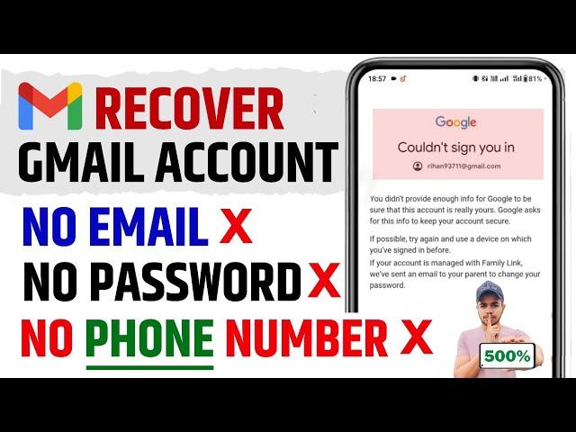 How To Recover Gmail Account Without Phone Number And Recovery Email 2024 | Google Account Recovery