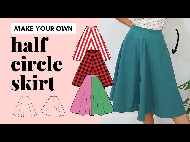 How to sew a half circle skirt (4 panels) | step by step, beginner-friendly | draft your own pattern