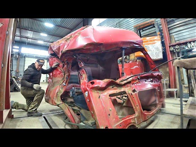 MERCEDES CAB REPAIR AFTER A HARD ACCIDENT. TRUCK BODY REPAIR