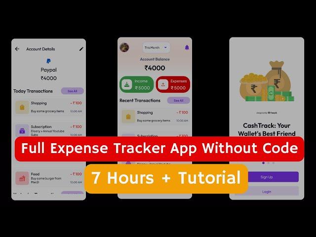 Flutterflow Tutorial For Expense Tracker App In Flutter Without Code | Full Ui Design + Back-end