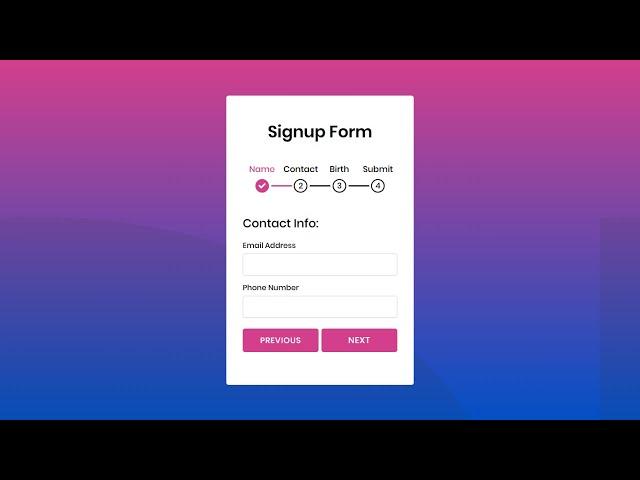 Multi Step Form with Step Progress Bar in HTML CSS & JavaScript [Part -1]