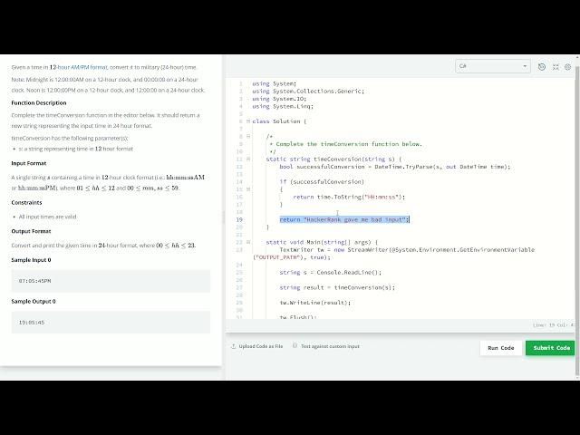 Time Conversion - HackerRank - C#