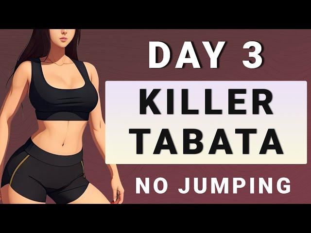 DAY 3: FAT BURNING TABATA WORKOUT ALL STANDING NO JUMPING 15-Day Transformation