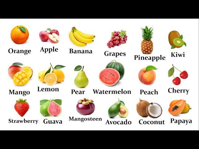 Fruits in  English for kids. (Fruits Vocabulary)