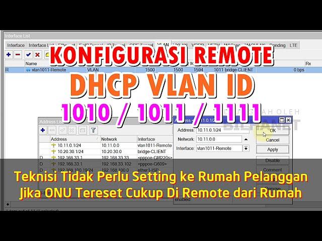 Cara Remote ONT dengan DHCP VLAN ID 1010 / 1011 Tanpa Ke Rumah Client