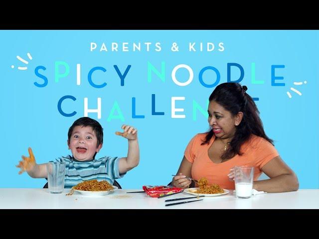 Parents & Kids Try the Spicy Noodle Challenge | Kids Try | HiHo Kids