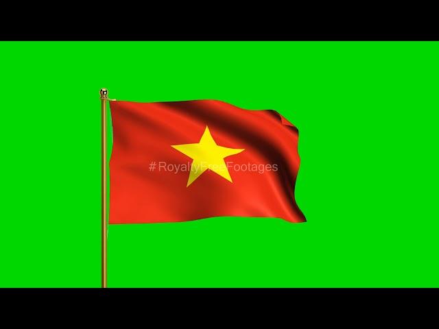 Vietnam National Flag HD | World Countries Green Screen Flag animation loop | Royalty Free Footages