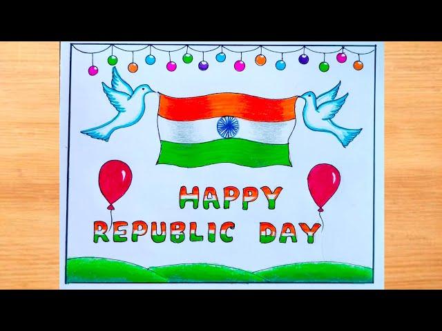 Republic Day Drawing|| 26 January Drawing|| National Flag Drawing|| Viksit Bharat Drawing