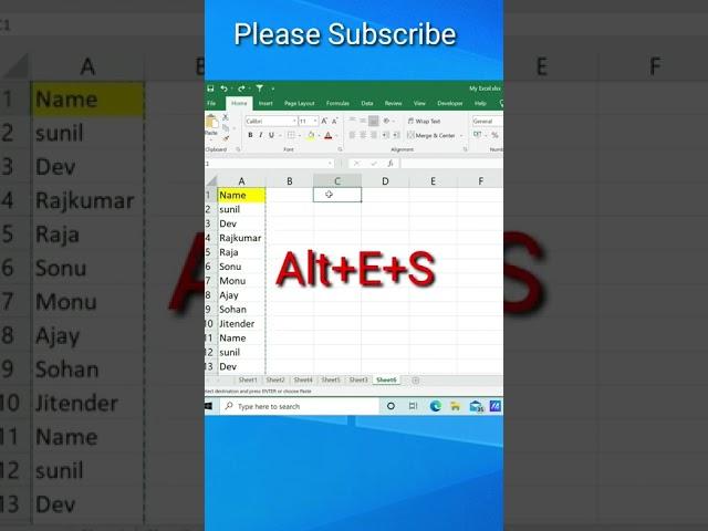 Excel Tricks And Tips || Excel Shorts Video || #Shorts Excel Shortcut Keys