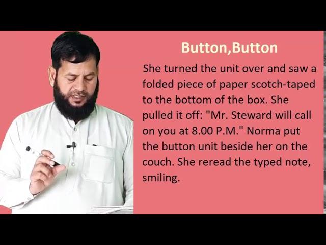 class 11 English book 1 | Button, Button | lesson 1 page 1 | English to Urdu translation