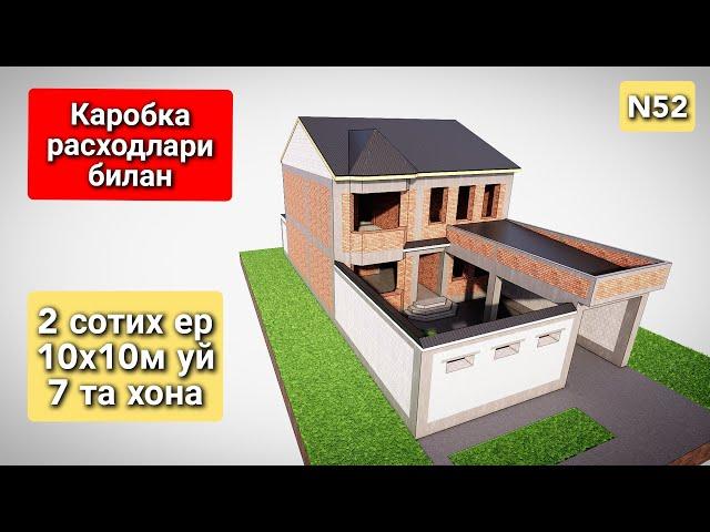 2 SOTIX YERGA 10X10 UY, 7 XONALIK UZBEKCHA UY PROEKTI