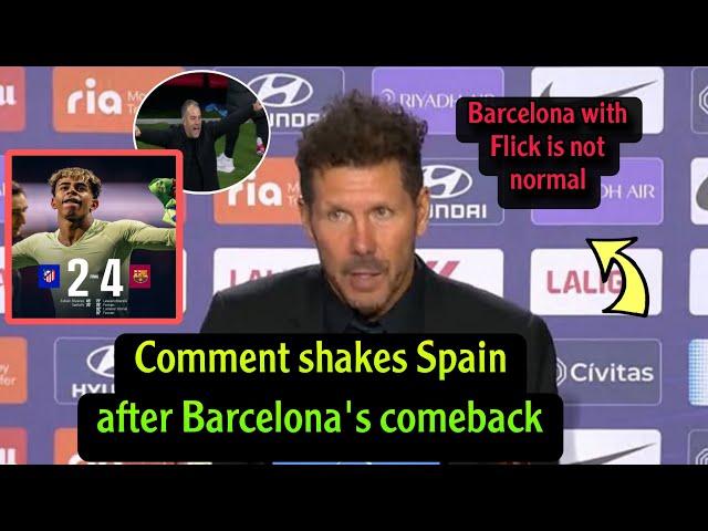 Unexpected comment from Simeone after Barcelona's 4-2 comeback win over Atletico Madrid in La Liga