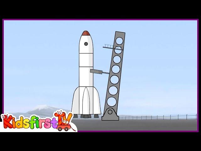 Big Construction: space rocket. Cartoons for kids.