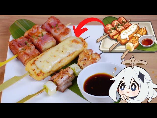 Genshin Impact: A Time of Bliss! "Tri-Flavored Skewer" with Beer!  Inazuma Food | 原神 稲妻料理 「串焼き三種」再現