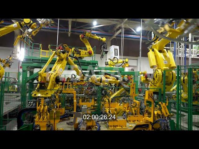 Nationalised Renault SA automobile plant Moscow car manufacturing Automated assembly Russia footage