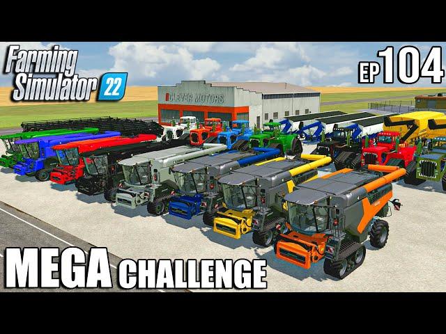 Harvesting the BIGGEST FIELD in FS22 + 20 HARVESTERS | MEGA Challenge | Farming Simulator 22 #104