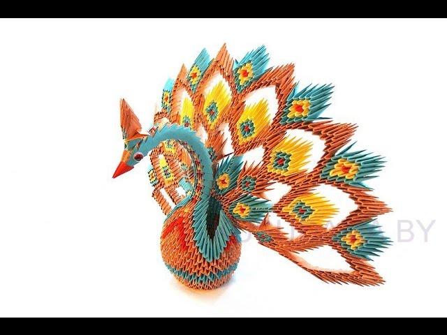 Modular origami. Peacock. Master Class.