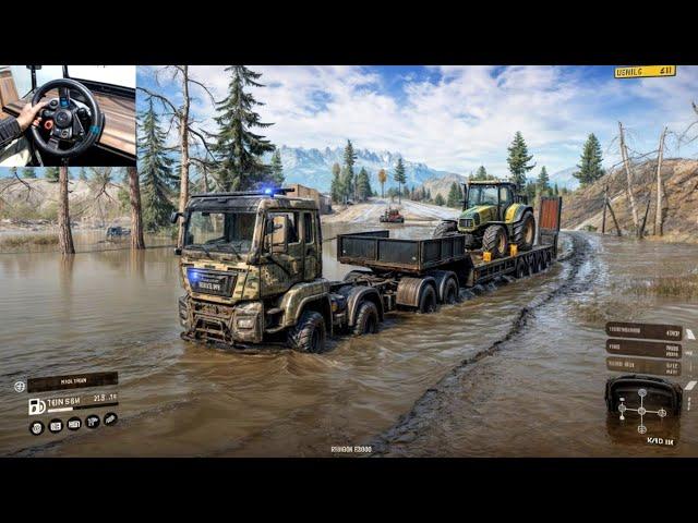 Man TGS 8X8 Heavy hauling in a forest - SnowRunner | Logitech g29 | #464