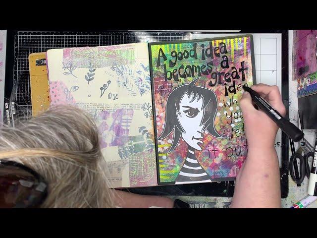 Art Journal Page: Creating over a Collaged Background