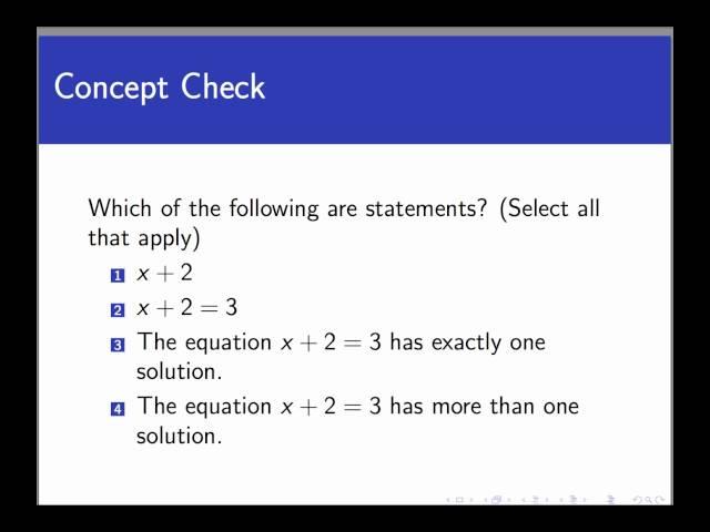 Statements and Non-Statements  (Screencast 1.1.1)