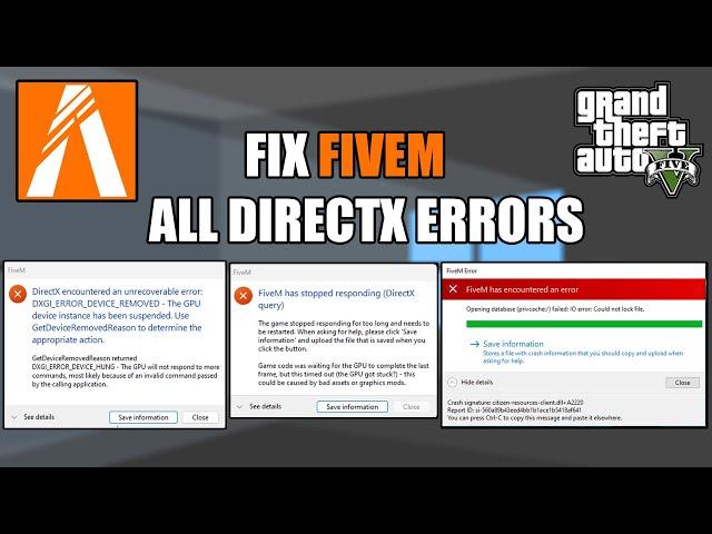 Fix FiveM has Stopped Responding(DirectX query),FiveM has encountered an error,FiveM d3d11.dll error