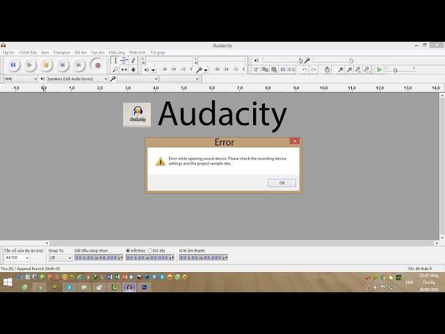 Audacity error while opening sound device when recording