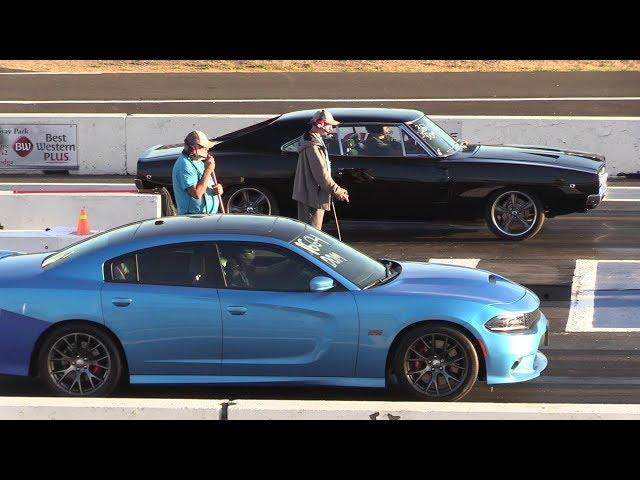 '68 Charger vs '18 Charger - 1/4 mile muscle cars drag race