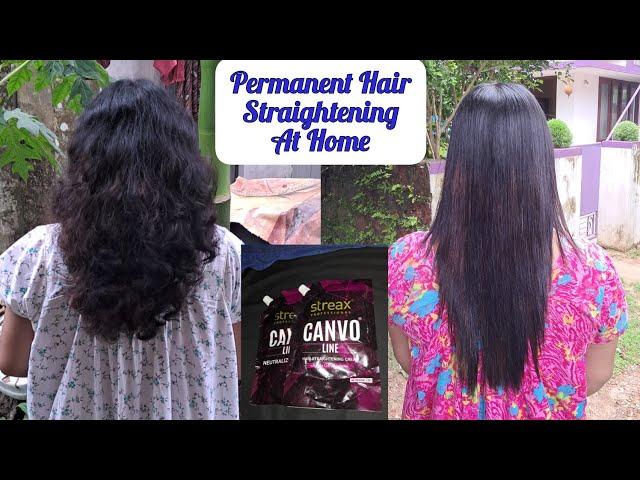 Permanent Hair Straightening At Home ||Streax Canvo Line straightening cream/Neutralizing cream