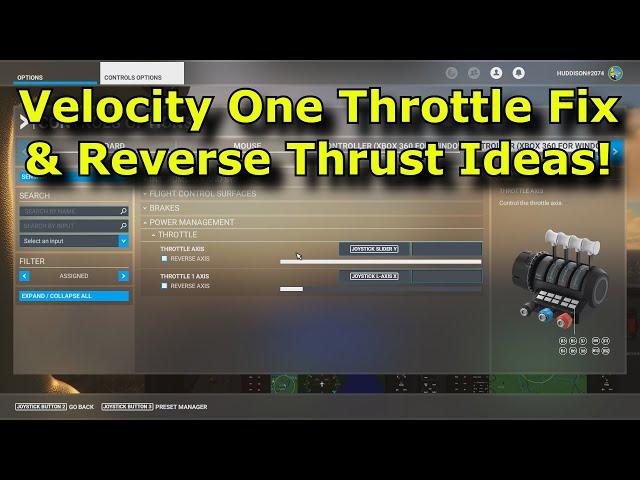 FS2020: Velocity One Throttle Issue Fix & Work-Around for Toggle/Hold Reverse Thrust!