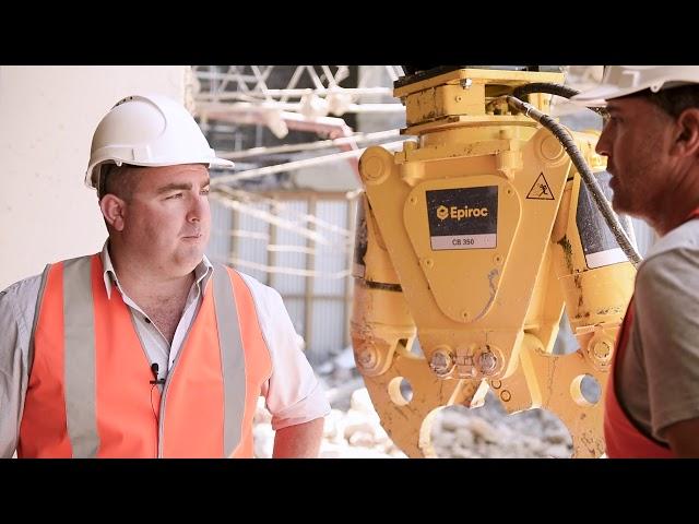 Demolition with Epiroc SB302 hammers, CB350 Concrete Buster & HM1500F magnet in action – G&H, BAEG