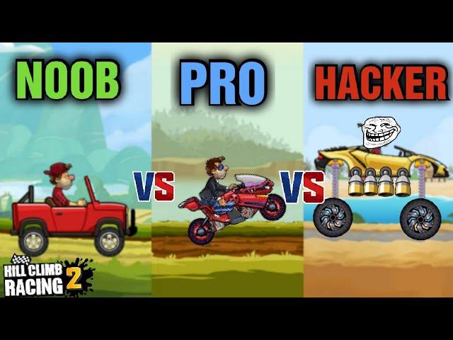 Hill Climb Racing 2 - NOOB VS PRO VS HACKER