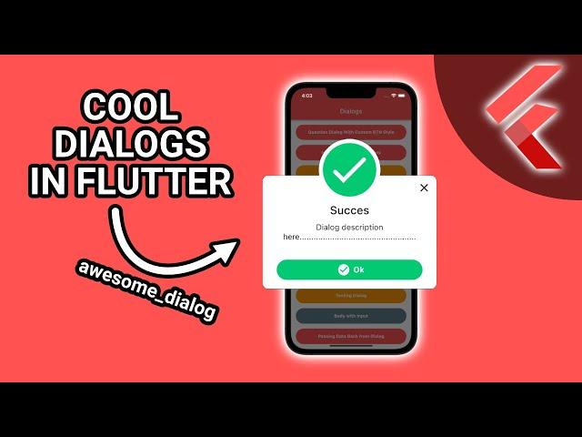 Flutter Tutorial - Cool Animated Dialogs (awesome_dialog) #Flutter #AppDevelopment #Dart