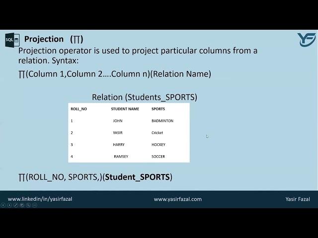 Projection in Relational Algebra   Projection Operation in dbms 35