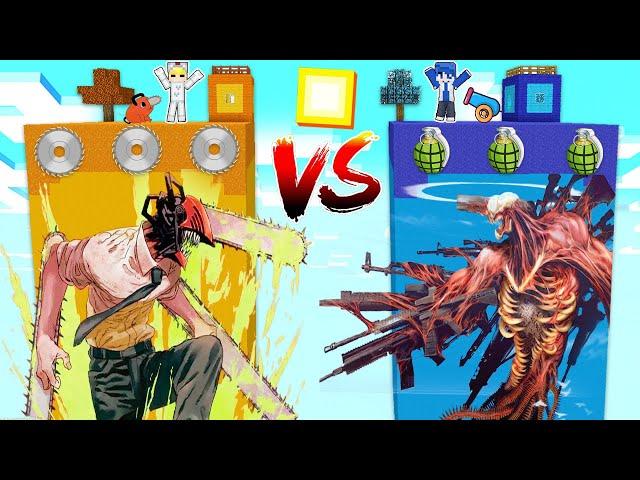 TÔ GÀ THỬ THÁCH 24H ĐẠI CHIẾN ĐẢO QUỶ CƯA VÀ ĐẢO QUỶ SÚNG TRONG MINECRAFT*CHAINSAW MAN VS GUN DEVIL