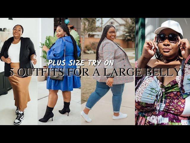 5 PLUS SIZE OUTFITS FOR A LARGE BELLY | 2 STOMACHS? | APPLE SHAPE OUTFITS TRYON | FROM HEAD TO CURVE