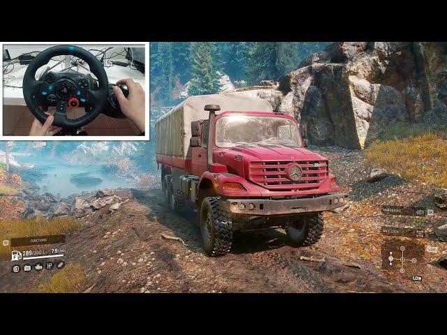 Snowrunner + Logitech G29 Realistic Driving Mercedes-Benz Zetros