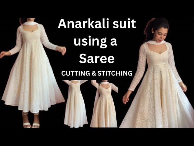 ANARKALI DRESS USING MEESHO SAREE CUTTING AND STITCHING