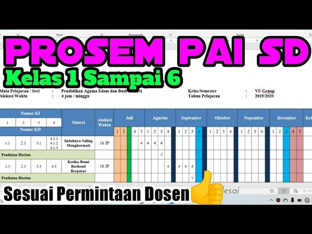 Prosem PAI SD Kelas 1 sampai 6 | Tugas PPG 2021