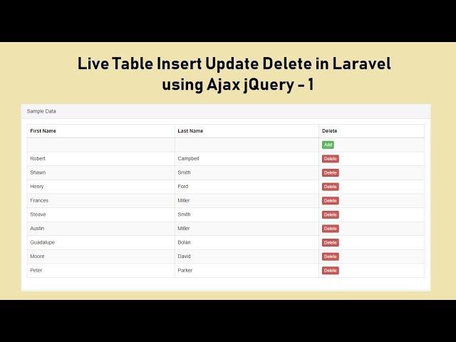 Live Table Insert Update Delete in Laravel using Ajax jQuery - 1