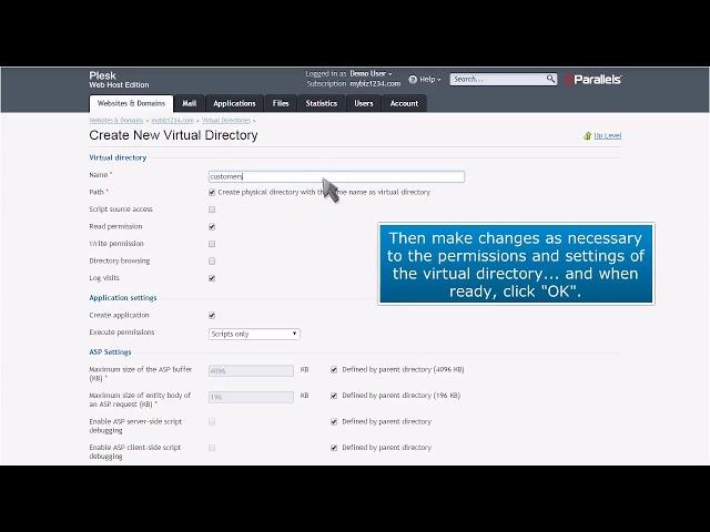 Plesk: How to Create a Virtual Directory